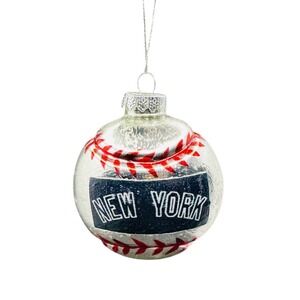 New York Yankees Baseball‎ Christmas Ornament Silver glass